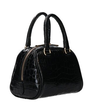 INTER-CHAUSSURES 【CHRISTIAN VILLA】クロコ型押しミニハンドバッグ ブラック型押