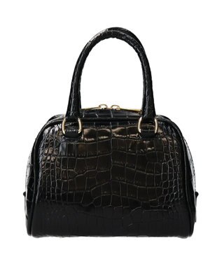INTER-CHAUSSURES 【CHRISTIAN VILLA】クロコ型押しミニハンドバッグ ブラック型押