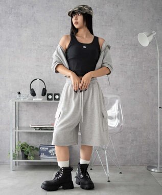 WEGO 【カップ付きインナー】グラフィックカップ付きリブタンク 柄6