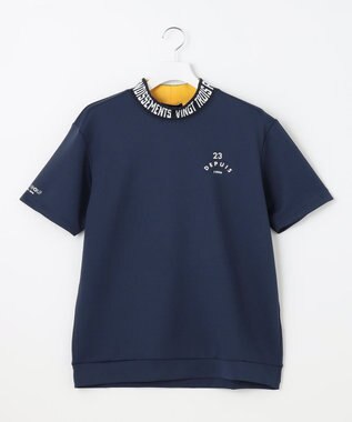 23区GOLF 【MEN】【吸水速乾・UVケア】衿ロゴ モックネックシャツ ネイビー系