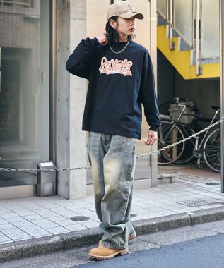 WEGO 【２点SET】アクセ付きグラフィックプリントT（LS） ブラック