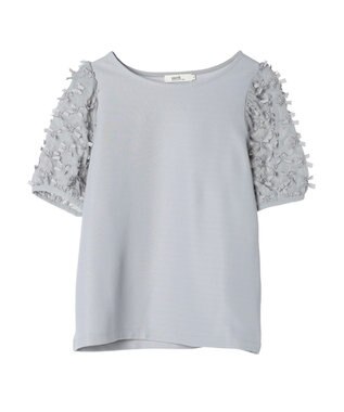 earth music&ecology リボンスリーブプルオーバー Grayish Blue