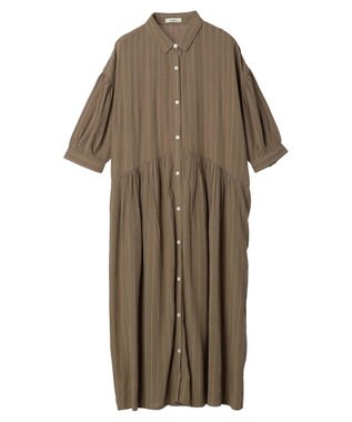 earth music&ecology レーヨンストライプワンピース Mocha