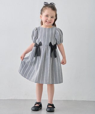 ANY KIDS 【洗濯機可能】サッカー ストライプワンピース ブラック