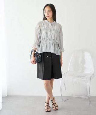 earth music&ecology シャーリングストライプシャツ Stripe Black