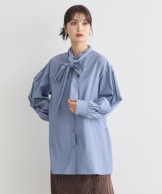 earth music&ecology 2wayボウタイブラウス Blue