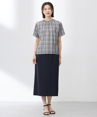 J.PRESS LADIES 【WEB限定カラーあり・洗える・接触冷感・吸水速乾】Lightジョーゼット ナロー スカート ダークネイビー系