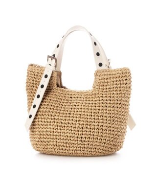 UNBILLION カシュカシュ cachecache / ドット刺繍ハンドル手編みトート アイボリー