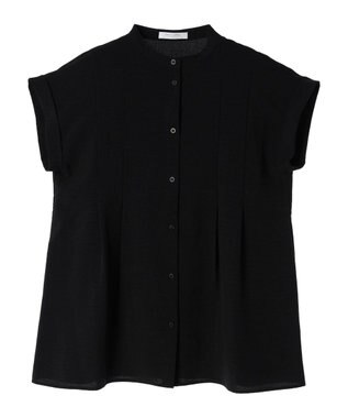 Green Parks フレンチスリーブタックブラウス Black