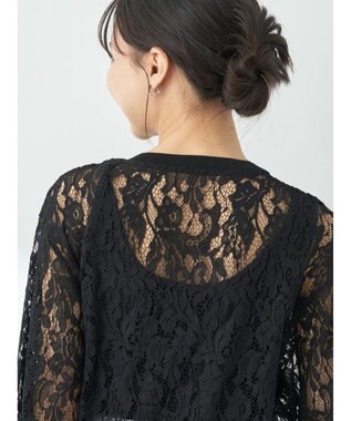 earth music&ecology レースカーディガン Black