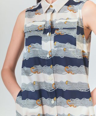 GRACE CONTINENTAL ロープボーダーワンピース ネイビー