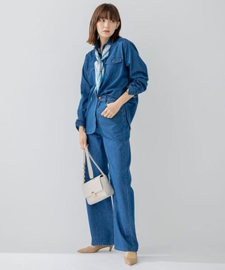 23区 【WEB限定/洗える】23区DENIM ライトダンガリー ワイドパンツ インディゴ