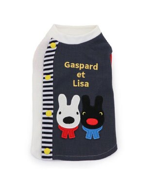 PET PARADISE リサとガスパール ワッフル 背中開き Tシャツ 小型犬 チャコールグレー