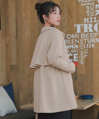 Tiaclasse ステンカラーフレアミドルコート グレージュ