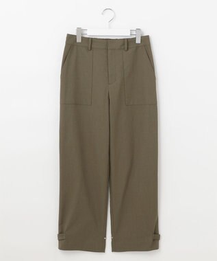 J.PRESS LADIES 【2WAY・洗える】ポリエステルリネンパンプキンシェル ベイカー パンツ カーキ系