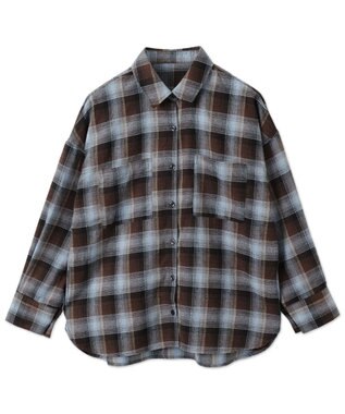 WEGO チェックBIGシャツ ブラウンチェック1