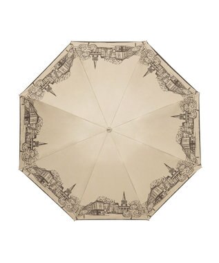 MOONBAT 【遮光100%/収納バッグ付き】SOLFEGE MODE  晴雨兼用 折りたたみ日傘 街並プリント キャメル