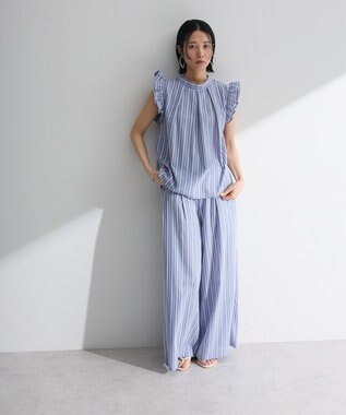 Green Parks ・ＥＬＥＮＣＡＲＥ　ＤＵＥ　ストライプフリルブラウス Blue