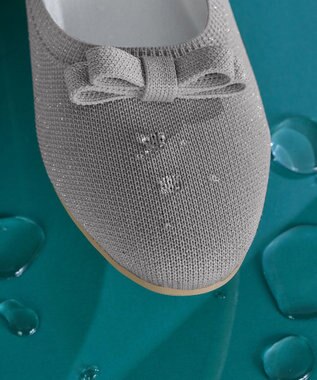 Tiaclasse 【安田美沙子さん着用/小倉優子さん着用・洗える/撥水】プチリボンニットフラットパンプス シルバー