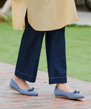 Tiaclasse 【安田美沙子さん着用/小倉優子さん着用・洗える/撥水】プチリボンニットフラットパンプス ブルー