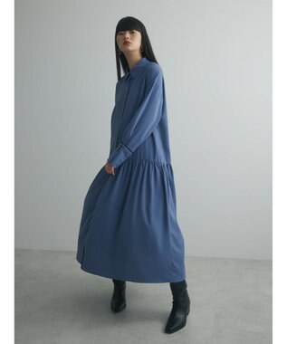 Green Parks armonia．配色シャツワンピース Blue