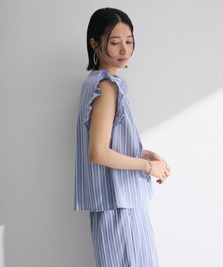 Green Parks ・ＥＬＥＮＣＡＲＥ　ＤＵＥ　ストライプフリルブラウス Blue