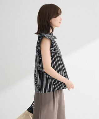 Green Parks ・ＥＬＥＮＣＡＲＥ　ＤＵＥ　ストライプフリルブラウス Blue