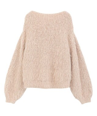 YECCA VECCA ラメシャギーボートネックニット Pink