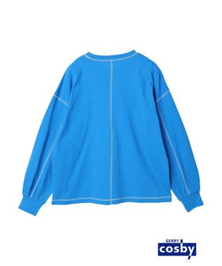 earth music&ecology Ｃｏｓｂｙ×ｅａｒｔｈ　配色ステッチロングＴシャツ Turquoise Blue