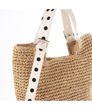 UNBILLION カシュカシュ cachecache / ドット刺繍ハンドル手編みトート アイボリー