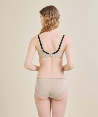 une nana cool さあわたし レース 脇高ブラジャー MADE WITH LIBERTY FABRIC ベージュ×ブラック