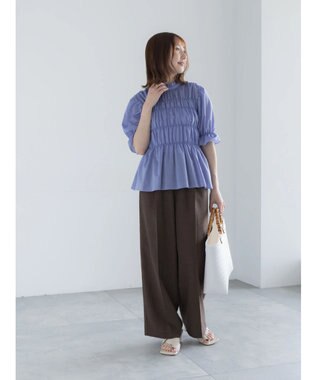 Te chichi スタンドフリルシャーリングブラウス ブルー