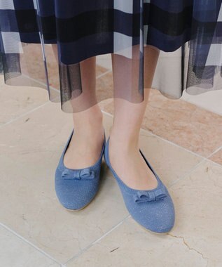 Tiaclasse 【安田美沙子さん着用/小倉優子さん着用・洗える/撥水】プチリボンニットフラットパンプス ブルー