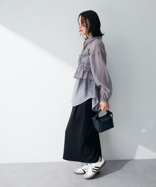 Green Parks 【WEB限定】ＳＥＴ２点フリルビスチェ＋シャツチュニックⅡ Charcoal Gray