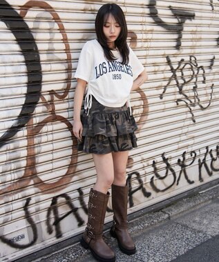 WEGO グラフィックサイドリボンドロストショートT 柄1