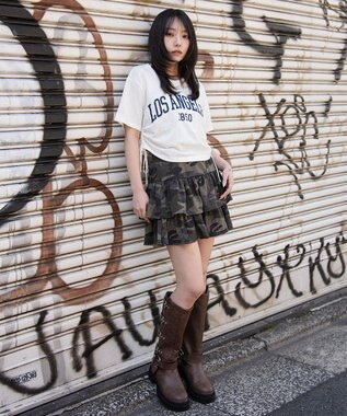 WEGO グラフィックサイドリボンドロストショートT 柄1