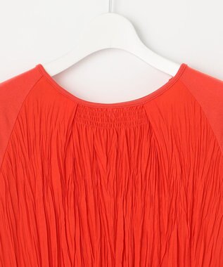 自由区 S 【洗える】ジョーゼットプリーツコンビ カットソー グラムレッド