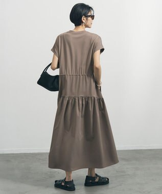 UNFILO L BEAUTY-FORM T コンビティアード ワンピース モカ×モカ