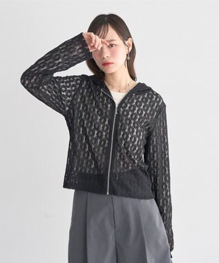 earth music&ecology レースパーカー Black