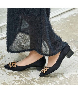 MODE ET JACOMO <MODE ET JACOMO>バックルポインテッドトゥパンプス ブラックコンビ