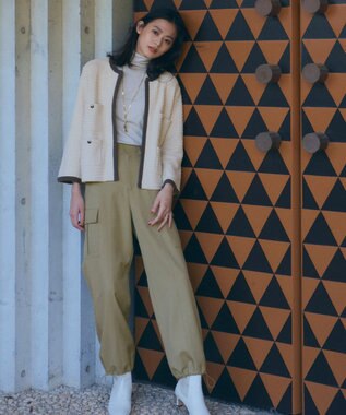 自由区 ツイードライクニット カーディガン ベージュ系