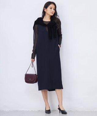 ICB L 【洗える】 マットトリコットチュール シアーカットソー ブラック系