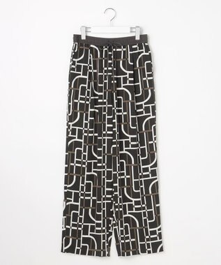 自由区 L 【17号サイズまで展開・カタログ掲載】ジオメトリックレトロプリント パンツ グレーベース