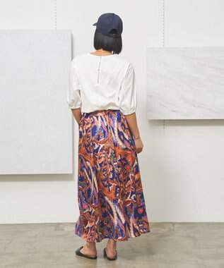 J.PRESS YORK STREET 【WOMEN】プリントフレア スカート ネイビー系5