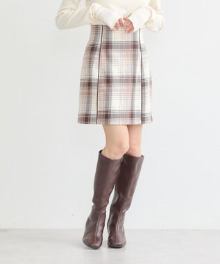 earth music&ecology コットンツイルチェックミニスカート Brown