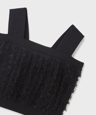 GRACE CONTINENTAL フリンジニットベアトップ ブラック