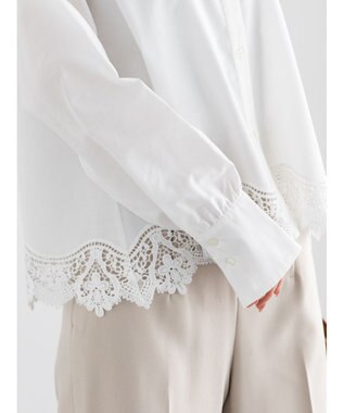 Te chichi スカラップレースヘムクロップトシャツ オフホワイト