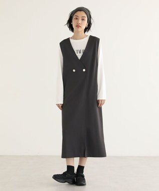 Green Parks キレイ目ロゴ長袖Ｔシャツ Off White