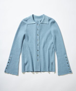 組曲 L 【WEB限定】ミニブークレー襟付きニットポロ サックスブルー系