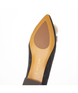 MODE ET JACOMO <MODE ET JACOMO>ファー付ポインテッドトゥフラットパンプス ダークグレースエード